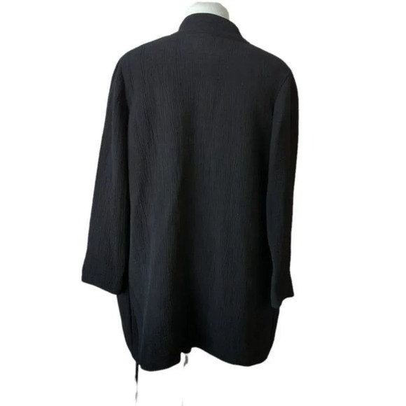 Eileen Fisher Textured Rayon Silk Open Front Coat - Picture 4 of 7